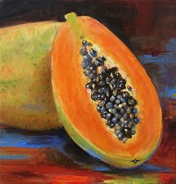 Papaya Painting, Painted Fruits Acrylic, Papaya Painting Acrylic, Papaya Watercolor Paintings, Papaya Images, Papaya Oil Painting, Papaya Oil, Papaya Art, Oil Painting Gallery