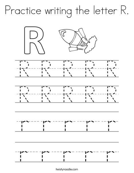 Practice writing the letter R Coloring Page - Twisty Noodle Roll And Write Letters Free Printable, R Worksheet, Letter R Activity, Letter R Tracing Worksheets, Letter R Coloring Page, Letter R Activities, Letter Writing Practice, Letter Worksheets For Preschool, Cursive Practice