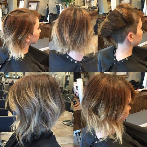 Undercut by Louis #undercut #shorthair #bobs Shorthair Undercut Women, Half Undercut Women, Undercut Lob Thick Hair, Bob Haircuts For Women Undercut, Undershave Hairstyles Woman, Bob With Hidden Undercut, Long Bob With Undercut For Women, Undercut Medium Length Hair Shaved Sides, Subtle Undercut Women Bob