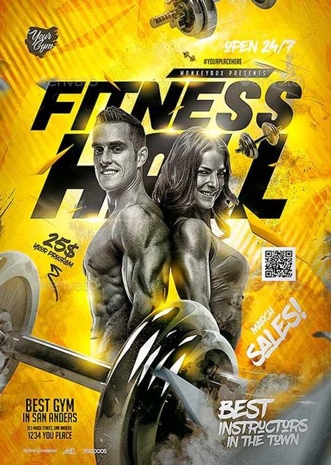 Gym Poster Design Creative, Workout Wallpaper, Gym Flyer, Gym Protein, Martial Arts Gym, Social Media Campaign Design, Professional Infographic, Gym Banner, Fitness Branding