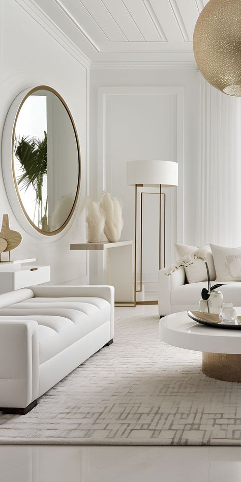 White Luxury Living Room, Luxe Interior Design, Best Living Room Ideas, Glamour Living Room, White Sofa Living Room, Contemporary Luxe, Living Room Interior Design Ideas, Modern White Living Room, Room Interior Design Ideas