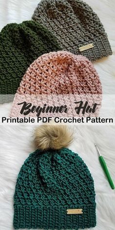 Crochet Patterns Beanie, Beanie Ideas, Crochet Pikachu, Hat Crochet Patterns, Winter Hat Crochet Pattern, Winter Hat Crochet, Bandeau Au Crochet, Easy Crochet Hat, Crochet Hat Free