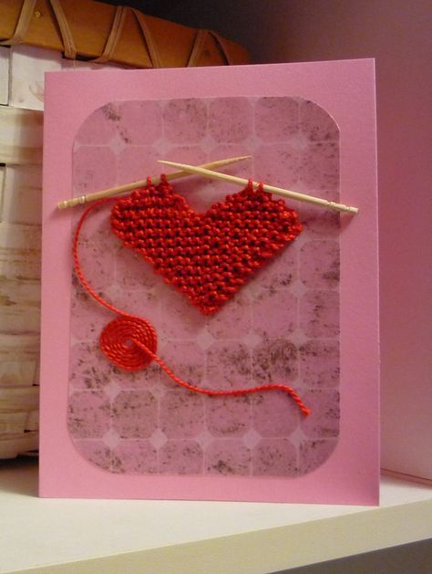 Gift Knitting Patterns, Knitted Heart Pattern, Loving Thoughts, Loop Knitting, Knitted Heart, Fabric Cards, Heart Card, Valentines Crochet, Knitting Blogs