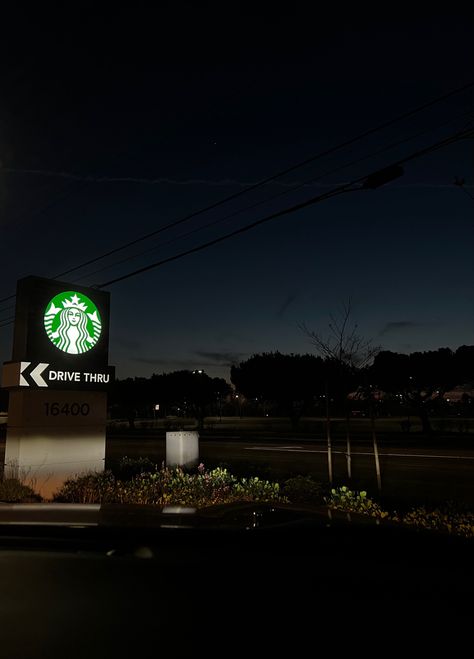 Starbucks Drive Thru Aesthetic, Starbucks Aesthetic Night, Starbucks At Night, Prank Pics, Starbucks Tea, Late Evening, Old Apartments, Night Drive, Wedding Spain