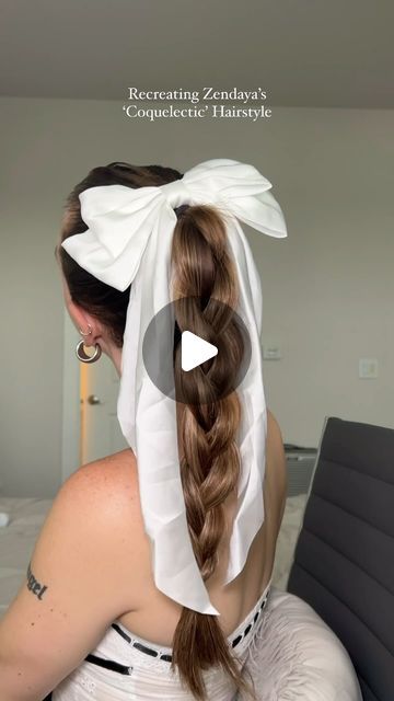 Angel Gayle on Instagram: "I love simple and cute hairstyles 💓 this is definitely one of those  @glamseamless hair extensions  #hairstyleideas #hairstyletutorial #coquette #bowhairstyle #brunettegirl #ponytail #hairstyling" Hair Bow In Hair, Ponytail With A Bow, Coquette Bow Hairstyle, Ponytail With Bow, Hair With A Bow, Simple And Cute Hairstyles, Bow Ponytail, Love Simple, Bow Hairstyle