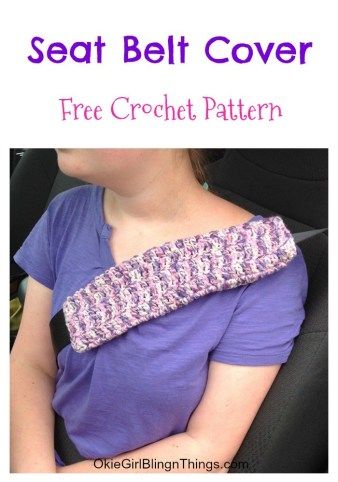 Seat Belt Cover - Free Crochet Pattern - OkieGirlBling'n'Things #freecrochetpatterns #seatbeltcover #easycrochetpattern Crochet Unique, Crochet Car, Confection Au Crochet, Easy Crochet Projects, Small Crochet, Crochet Simple, Seat Belt Cover, Crochet Creations, Quick Crochet