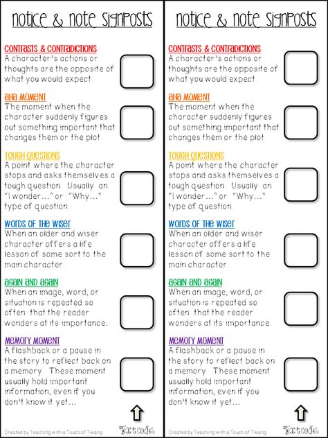 Using SignPosts to help students recognize important elements in reading.  Great Bookmarks! Reading Lab, Annotating Text, Reading Tools, Close Reading Strategies, Note Printable, Notice And Note, 6th Grade Reading, Middle School Language Arts, Language Works