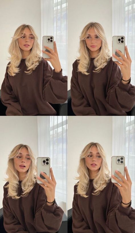 Blonde Hair With Bangs, Light Blonde Hair, Blonde Hair Inspiration, Blonde Hair Looks, Platinum Blonde Hair, Haircuts For Long Hair, Hair Inspo Color, Hair And Makeup, Aesthetic Hair