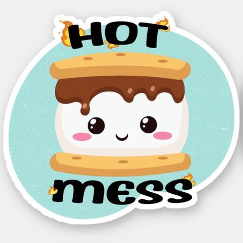 Smores Party, Funny Kawaii, Burning Calories, Kawaii Faces, Animal Cross Stitch Patterns, Outdoor Stickers, S'mores, Holiday Stickers, Cute Doodle Art