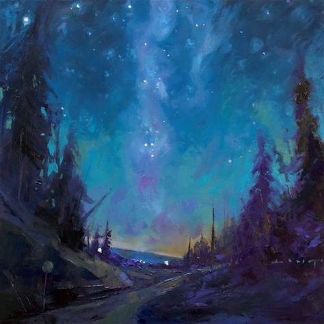 Space Oil Painting, Milky Way Drawing, Milky Way Painting, Chris Long, Paint Night, Painting Classes, Landscape Art Painting, Painting Inspo, Oil Pastels