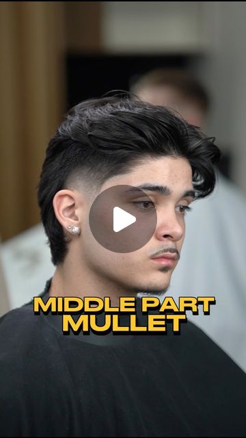 Mexican Guy Haircut, Middle Part Taper Fade, Center Part Mullet, Tapered Mullet, Mullet Middle Part, Middle Part Mullet, Taper Fade Mullet, Middle Part Haircut, Mullet Fade