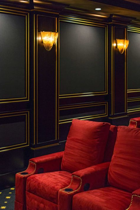 Hollywood Glamour Screening Room | Paradise Theater Private Cinema Portfolio Home Theater Chairs, Vintage Theater Room, Vintage Movie Theater Decor, Game Rooms Ideas, Luxury Gaming Room, Kids Games Room, Kids Gaming Room, Private Theater, Room Ideas Gamer