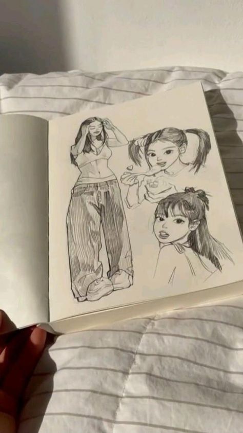 Drawings Of People, Indie Drawings, Drawing Style, Arte Sketchbook, Arte Inspo, Dessin Adorable, Art Tutorials Drawing, Sketchbook Art Inspiration, Art Drawings Sketches Simple