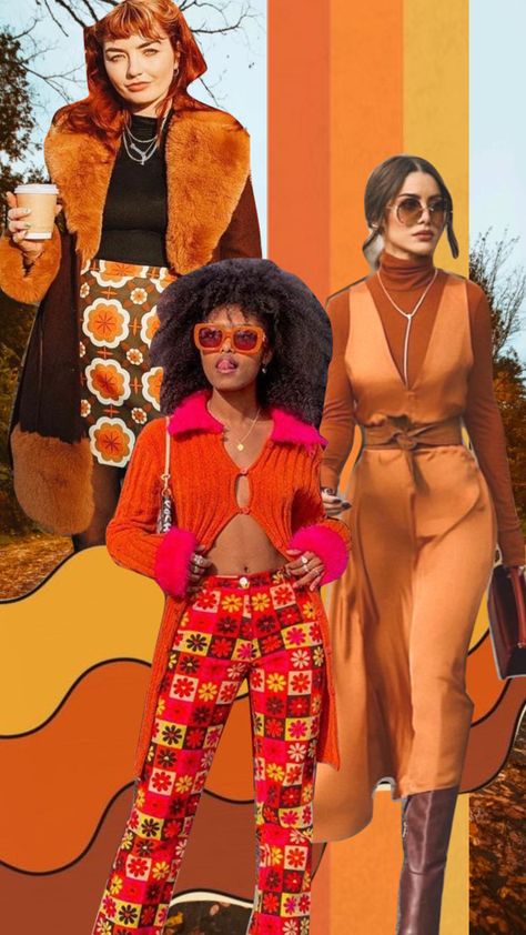 Fall outfit inspo #groovy Austin Powers Outfit Inspiration, Disco Groovy Outfit, Retro 70's Outfits For Women, Retro Birthday Outfit, Groovy Plus Size Outfits, Seventy Outfit 70s Fashion, 70s Thanksgiving Outfit, Groovy Disco Outfit, Groovy Outfits Aesthetic