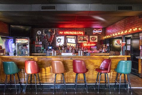 70s Dive Bar Aesthetic, Dive Bar Aesthetic, 70s Basement, 70s Bar, American Cafe, Dream Bars, Corner Bar, Beef Hot Dogs, American Bars