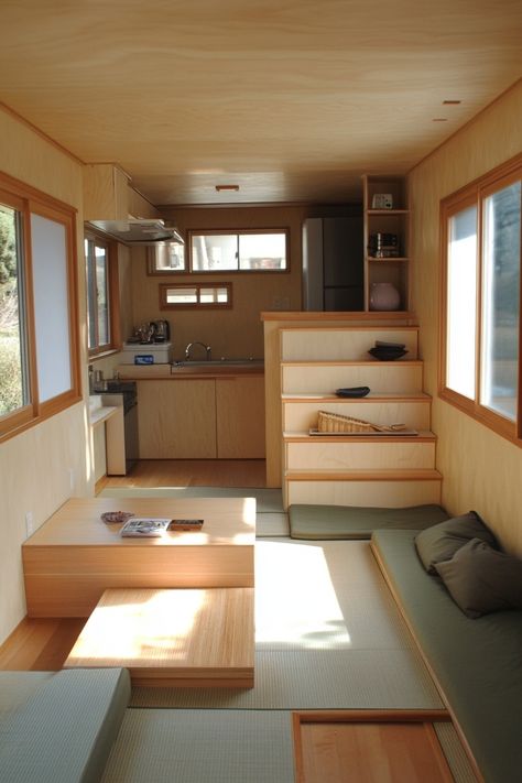 45 Japandi-Style Tiny House Concepts - TastyInteriors Tiny Spaces Apartments, Tiny Japanese Apartment, Tiny Japanese House, Scandinavian Tiny House, Japanese Style Tiny House, Japanese Style Apartment, Japanese Tiny House, Japanese Small House, Japanese Apartment