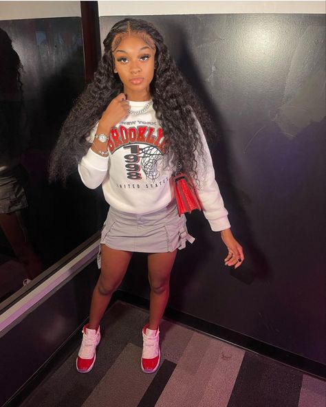 Cherry 11s, Fye Outfits, Fly Fits, Fly Girls, Girls Streetwear, Cute Birthday Outfits, Cute Skirt Outfits, Fasion Outfits