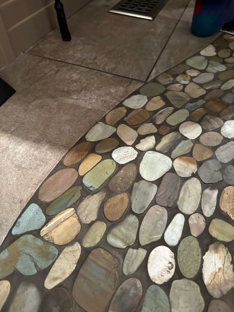 River Rock Tile, Rock Tile, Stone Floor, Port Townsend, Large Tile, River Stones, River Rock, Stone Flooring, House Stuff