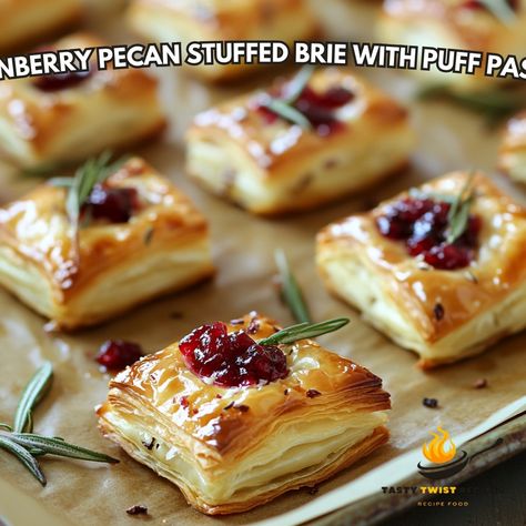 🎉 Elevate your appetizer game with this irresistible Cranberry Pecan Stuffed Brie with Puff Pastry! 🧀✨ Recipe: Cranberry Pecan Stuffed Brie with Puff Pastry Ingredients: - 1 wheel of Brie cheese - 1/2 cup dried cranberries - 1/4 cup chopped pecans - 1 sheet of puff pastry - 1 egg (for egg wash) Instructions: 1. Preheat oven to 375°F. 2. Cut the top rind off the Brie wheel. 3. Mix cranberries and pecans, then place on top of the Brie. 4. Wrap Brie in puff pastry, sealing edges. 5. Brush wit... Stuffed Brie, Brie Wheel, Brie In Puff Pastry, Puff Pastry Ingredients, Puff Pastry Recipe, Brie Puff Pastry, Cozy Fall Recipes, Pastry Recipe, Brie Cheese