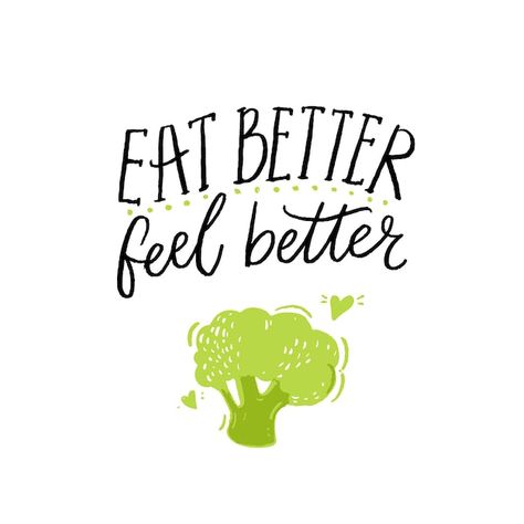 Broccoli Illustration, Eat Better Feel Better, Vegetarian Quotes, Feel Better Quotes, Bio Food, Graphic Design Photoshop, Eat Better, Healthy Diet Recipes, Food Illustrations