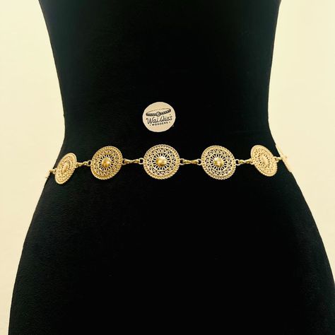 New Length: 44.1 Inches, Width: 1.1 Inch Material: Zinc Alloy Waist Chain Belt, Designer Maxi Dress, Waist Chain, Fancy Jewelry, Chain Belt, Round Shape, Zinc Alloy, 1 Inch, Belts