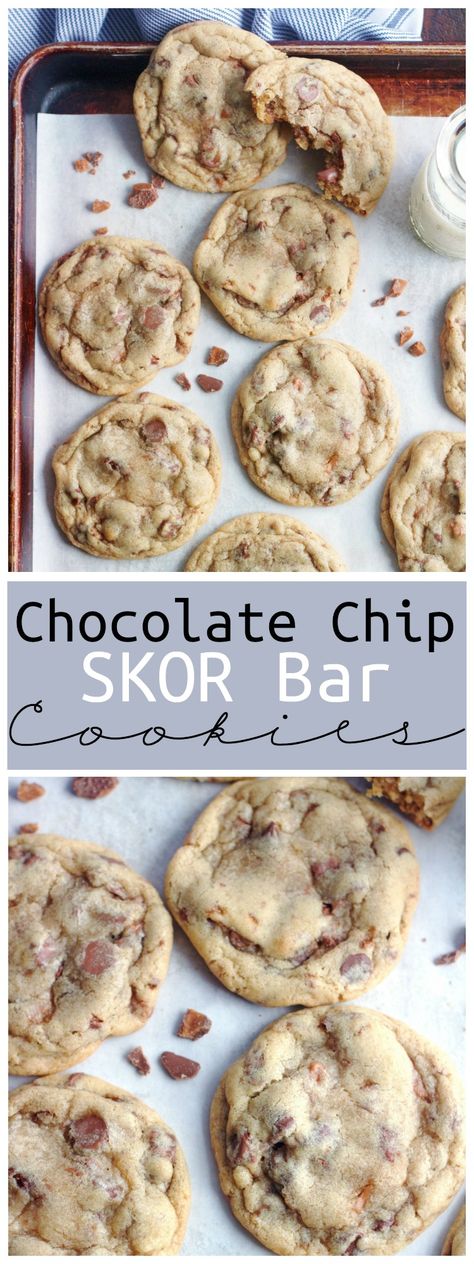 Skor Chips Recipes, Chocolate Chip And Score Cookies, Skor Chipits Recipe, Recipes With Skor Bits, Skor Dessert Recipes, Skor Dessert, Skor Bit Cookies, Skor Bits Recipes, Skor Cookies