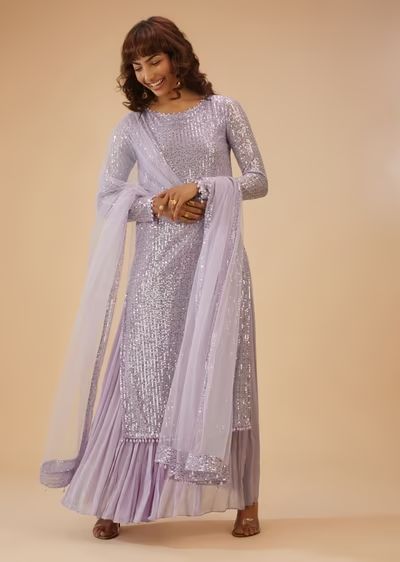 Search Traditional Indian Clothing, Kalki Fashion, Ethnic Wear For Women, Palazzo Suit, Indian Clothing, Lilac Purple, Party Wear Dresses, Kurta Set, Traditional Indian