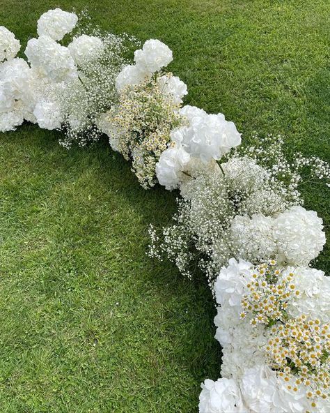 Crepe Myrtle Wedding Decor, Hortensia Wedding Decoration, Hydrangea Wedding Aisle, Hydrangea Wedding Decor, Green Hydrangea Wedding, Daisy Wedding Theme, Tuscan Wedding Theme, Wedding Walkway, Conservatory Wedding