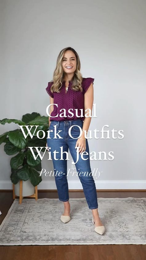 Work Outfits With Jeans, Casual Outfits Work, Outfits With Jeans, Jeans Outfit For Work, Casual Work Outfits Women, Outfits For Work, Winter Typ, Petite Style, Business Casual Outfits For Work