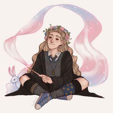 Luna Lovegood Anime, Luna Lovegood Fan Art, Luna Lovegood Art, Trans Art, Harry Potter Illustrations, Harry Potter Artwork, Harry Potter Drawings, Trans Pride, Luna Lovegood