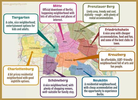 Where To Stay in Berlin - Guide of Best Areas - GPSmyCity Berlin What To See, Germany Road Trip Map, Berlin Map Illustration, Berlin Neighborhoods, Map Of Berlin, Checkpoint Charlie, Moving To Germany, Berlin Sights, Best Club