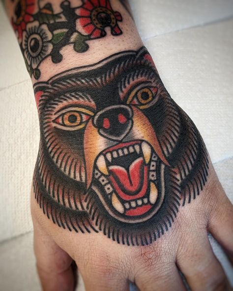 Traditional Bear Tattoo, American Traditional Tattoos, Costa Mesa California, Bear Tattoos, Make Tattoo, Bear Tattoo, Traditional Tattoo Flash, Traditional Tattoos, Head Tattoos