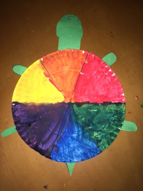 Kindergarten Color Wheel Turtle Color Wheel Turtle, Color Wheel Art Projects Elementary, Creative Color Wheel Projects, Fun Summer Crafts For Kids, Googly Eye Crafts, Easy Summer Crafts, Color Wheel Art Projects, Hand Print Flowers, Roy G Biv