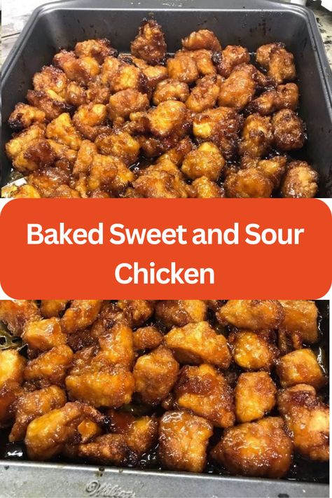 Baked Sweet and Sour Chicken - WEEKNIGHT RECIPES Baked Sweet And Sour Chicken Recipe, Baked Sweet And Sour Chicken, Sweet And Sour Chicken Recipe, Sour Chicken Recipe, Sweet And Sour Chicken, Sweet Sour Chicken, Meat Appetizers, Chicken Breast Seasoning, Sweet N Sour Chicken