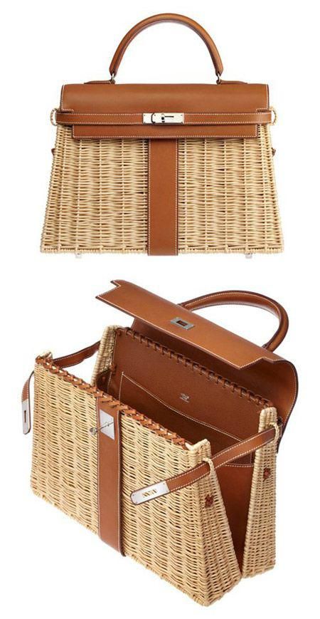 It Bag, Straw Basket, 2015 Trends, Wicker Bags, Genuine Leather Totes, Rattan Bag, Kelly Bag, Straw Bags, Hermes Handbags