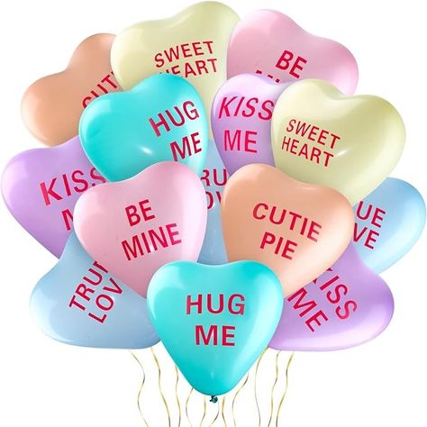 Amazon.com: 30 Pieces 12 Inch Heart Balloons Valentine's Day Balloons Candy Heart Balloons Shaped Latex Balloons XOXO Be Mine Love Balloon Heart Balloons Decor for Valentine's Day (Light Colors,Romantic) : Home & Kitchen Sweetheart Dance, Valentine Party Ideas, Heart Shaped Balloons, 30 Balloons, Balloon Heart, Day Party Decorations, Candy Balloons, Valentines Baby, Decor Engagement