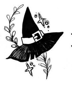 Witch Hat Tattoo Design, Witch Drawings Simple, Basic Witch Tattoo, Tiny Witch Hat Tattoo, Witch Hat Tattoo, Witchy Drawings Simple, Witch Hat Drawing, Witch’s Hat Drawing, Witch Tattoo