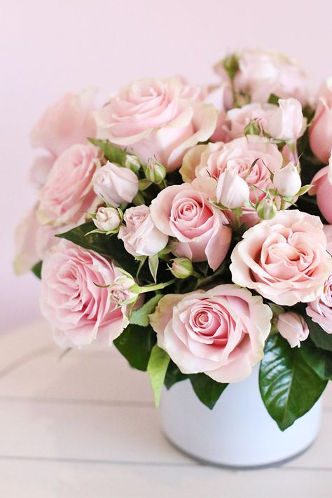 A sweet floral arrangement to celebrate budding romances and life’s precious moments. Nestled in an elegant white vase, this piece is a symphony of warmth and beauty with gorgeous pink mondial roses and playful pink spray roses adorned with lush gardenia leaves. Featured Flowers: Pink Modial Roses and Spray Roses Recommended for Love and Romance, Birthday, New Baby, Thank YouIncludes Free Message Card Delivery: Guaranteed same-day flower delivery in Los Angeles and Orange County. Pink Spray Roses, Seasonal Plants, Rose Bar, Get Well Flowers, Thank You Flowers, Silk Arrangements, 90's Birthday Party, Candle Gift Box, Anniversary Flowers