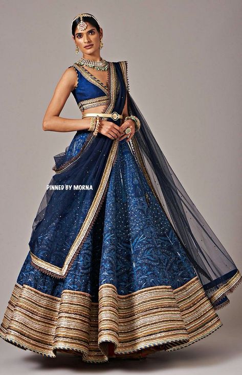 Midnight Blue Lehenga, Blue Lehenga Bridal, Trending Lengha, Pink Blue Lehenga, Blue Indian Outfit, India Traditional Clothing, India Traditional Dress, Jj Valaya, Blue Dupatta