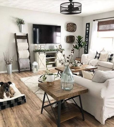 Ruang Tv, Modern Farmhouse Living Room Decor, Furnitur Ruang Keluarga, Farm House Livingroom, Farmhouse Living Room Decor Ideas, Rustic Farmhouse Living Room, Small Space Living Room, Modern Farmhouse Living Room, Living Room Tv Stand