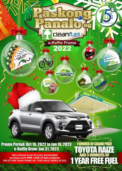 With the Christmas season around the corner, Cleanfuel—the purveyor of Quality fuel for less—has announced the launch of its much-anticipated Christmas promotion to motorists, the “Paskong Panalo” ng Cleanfuel. The post Cleanfuel welcomes ‘Paskong Panalo’ with brand-new Toyota Raize and 1-year free fuel supply first appeared on BusinessMirror. Raffle Promo, Toyota Raize, Christmas Promotion, Full Face Helmets, Automotive News, Christmas Toys, Christmas Season, Around The Corner, Christmas Seasons