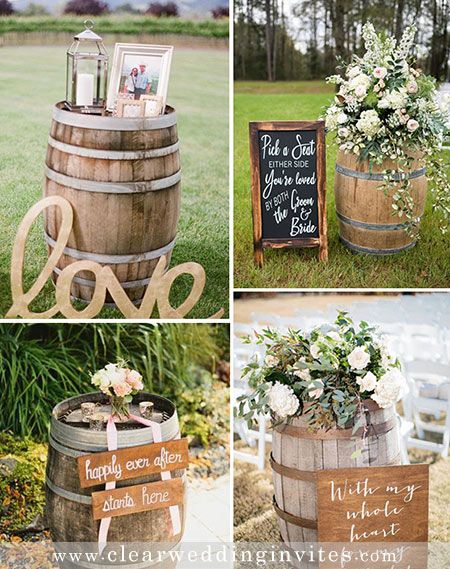 Decorating Wine Barrels For A Wedding, Wine Barrel Ideas, Wine Barrel Wedding Decor, Barrel Wedding Decor, Wine Barrel Wedding, Wine Barrel Decor, Whiskey Barrel Wedding, Wine Barrel Table, Wooden Barrels