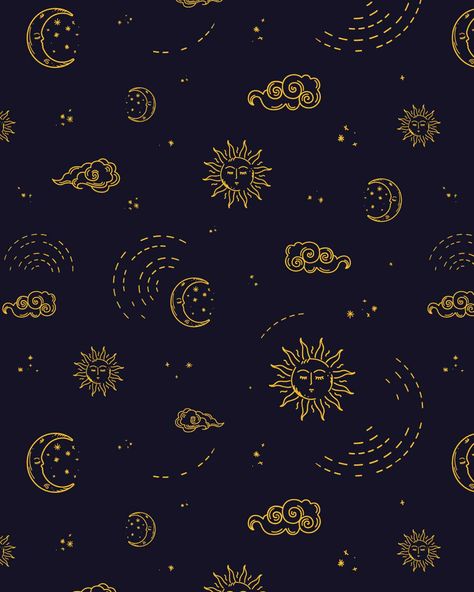 Constellation Pattern, Celestial Design, Business Background, Moon Clouds, Sun Moon Stars, Digital Drawings, Touch Of Gold, Sun And Moon, Cellphone Wallpaper