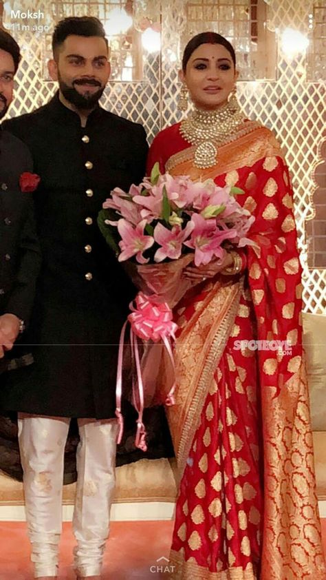 Anushka Sharma Wedding Reception, Anushka Sharma Reception Look, Anushka Sharma Wedding, Older Outfits, Mehandi Outfits, Foreign Girl, Reception Saree, Maroon Saree, Reception Outfit