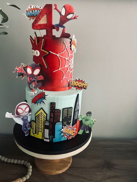 Spidey And Friends Cake, Kid Cakes, Friends Birthday Party, Spidey And His Amazing Friends, Friends Cake, Amazing Friends, Friends Birthday, Birthday Party Decor, Kids Cake