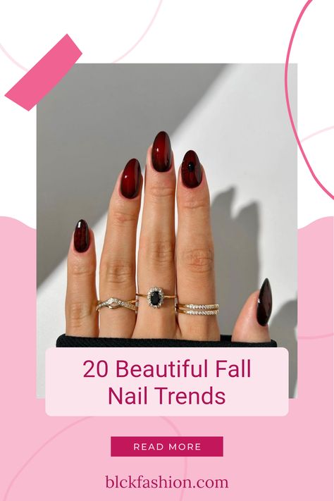 Get inspired this autumn with our selection of 20 beautiful fall nail trends! Elevate your seasonal look with stunning colors, from rich burgundies to cozy earthy tones. Try out chic patterns and unique designs that are perfect for every occasion, whether you're headed to a pumpkin patch or attending a festive gathering. Our fall nail ideas will help you stand out while embracing the cozy spirit of autumn. Discover what's trending this season and show off your nails in style! Cozy Brunch, Fall Nail Ideas, Latest Nail Designs, Simple Fall Nails, Fall Manicure, Fall Nail Trends, Autumn Look, Gold Glam, Textures And Tones