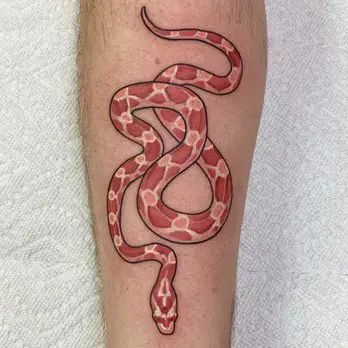 12 Best Corn Snake Tattoo Designs Yellow Snake Tattoo, Coloured Snake Tattoo, Milk Snake Tattoo, Corn Snake Drawing, Colored Snake Tattoo, Pink Snake Tattoo, Color Snake Tattoo, Snake Bite Tattoo, Snake Tattoo Color