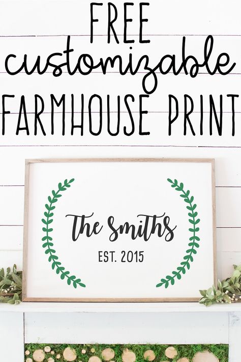 Free farmhouse print. This adorable free established family sign is free to customize with your own last name and established year. It's full of fixer upper style. #farmhousedecor #farmhouse Family Established Sign Diy, Memphis Bedroom, Established Signs Diy, Family Signs Diy, Nightmare Before Christmas Font, Christmas Fonts Alphabet, Personalized Family Wall Art, Printable Signs Free, Farmhouse Fonts