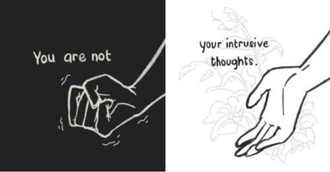 Separate yourself from these thoughts, again and again: Mindfulness Quotes On Intrusive Thoughts, Intrusive Thoughts Art, Intrusive Thinking Help, Intrusive Thinking Art, Intrusive Thinking Quotes, Intrusive Thought Quotes, Intrusive Thinking, Ocd Intrusive Thoughts, Ocd Therapy