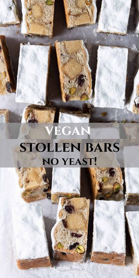 Pinterest collage image. Stollen Bites, Advent Recipes, Vegan Marzipan, Stollen Recipe, Pinterest Collage, Vegan Xmas, Christmas Vegan, Marzipan Fruit, Vegetarian Christmas